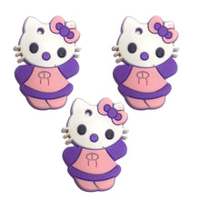 Încărcați imaginea în Galerie, Cadou pentru Copii Martisor 1 8 Martie din Cauciuc Silicon Hello Kitty Pisicuta Mov-Roz in Rochita
