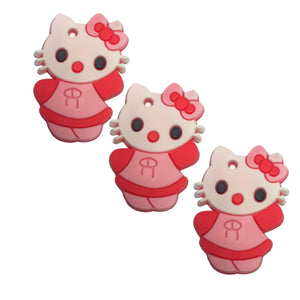 Cadou pentru Copii Martisor 1 8 Martie din Cauciuc Silicon Hello Kitty Pisicuta Rosu-Roz in Rochita Desene animate