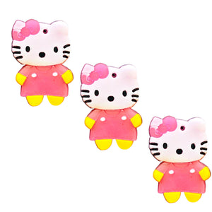 Cadou pentru Copii Martisor 1 8 Martie din Cauciuc Silicon Hello Kitty Pisicuta Galben-Roz in Rochita Desene Animate