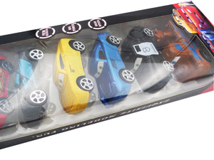 Jucarii Masinute in Cutie Cadou Set 6 buc Cars Fulger McQuuen Bucsa Sheriff Hamilton