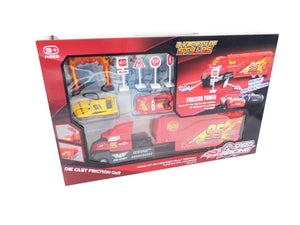 Jucarie Masina in Cutie Cadou Platforma Tir Camion Cars 3 Fulger 95 Piston Cup Rust-eze Cadou Baieti