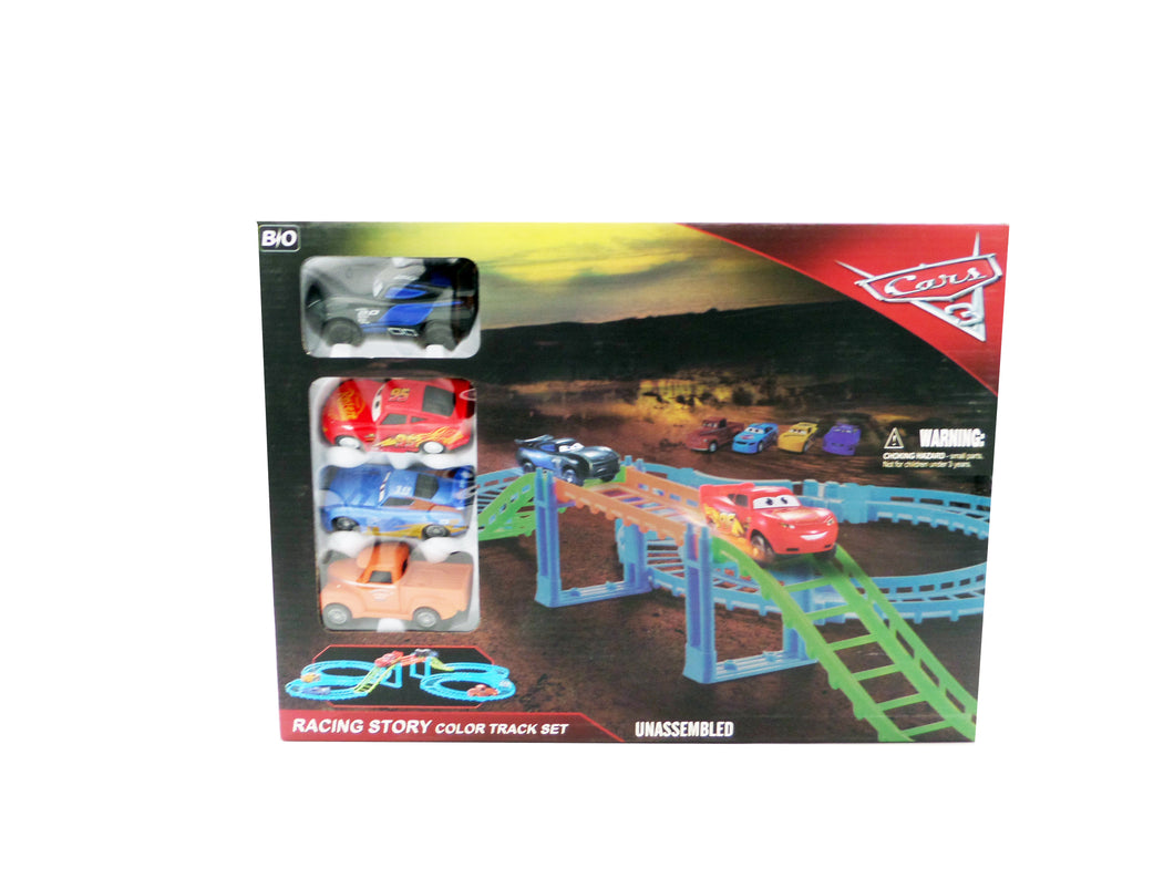 Jucarie Set Masini in Cutie Cadou Cars 3 Circuit Masini cu Baterii Baieti