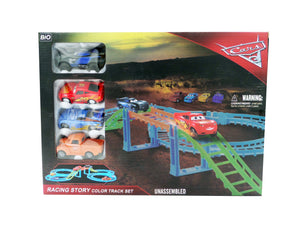 Jucarie Set Masini in Cutie Cadou Cars 3 Circuit Masini cu Baterii Bucsa Copii Fulger Hamilton