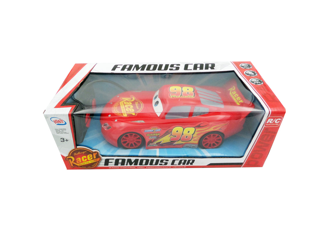 Jucarie Masina in Cutie Cadou Cars 3 Cars Racer Fulger Lightning 98 Maxi cu Baterii Lumini si Telecomanda Cadou Baieti