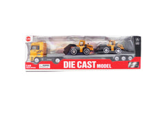 Încărcați imaginea în Galerie, Masina in Cutie Cadou Jucarie Platforma Camion Truck cu Excavator si Buldozer