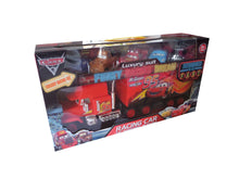 Încărcați imaginea în Galerie, Jucarie Masina in Cutie Cadou Camion Platforma 5 Masinute Cars Fulger Piston Cup Rust-eze