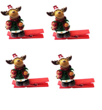 Încărcați imaginea în Galerie, Set Decoratiuni Ornamente Figurina din Lemn de Craciun 4 buc Carlige de Rufe Renul Rudolf