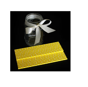 Paie din Carton Set 12 buc Petrecere Party Cocktail Galbene cu Buline Albe Aniversari
