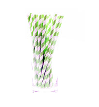 Încărcați imaginea în Galerie, Paie din Carton Set 10 buc pentru Petrecere Party Cocktail Stripes Dungi Verde Fistic