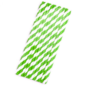 Paie din Carton Set 10 buc pentru Petrecere Party Cocktail Stripes Dungi Verde Fistic Deschis