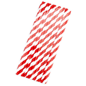 Paie din Carton Set 10 buc pentru Petrecere Party Cocktail Stripes Dungi Rosii Rosu
