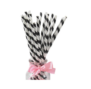 Paie din Carton Set 12 buc Petrecere Party Cocktail Dungi Negre