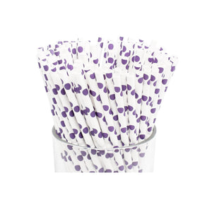 Paie din Carton Set 12 buc Petrecere Party Cocktail Albe cu Buline Mov