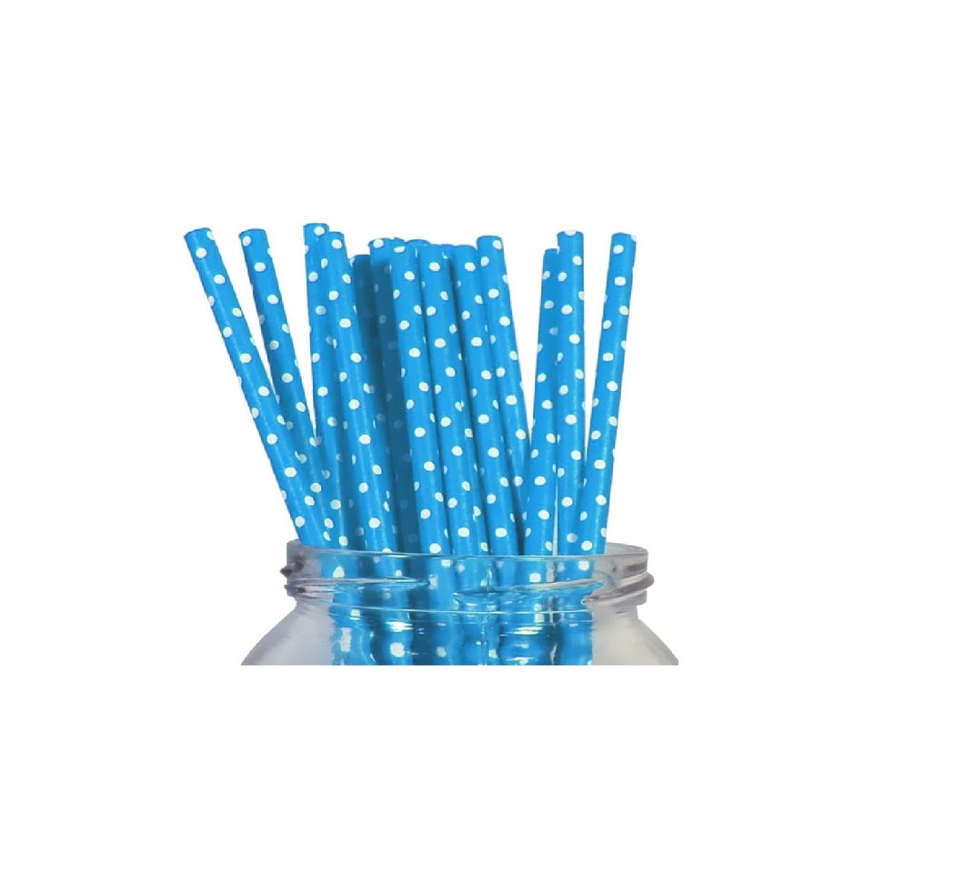 Paie din Carton Set 12 buc Petrecere Party Cocktail Albastru Bleu cu Buline Albe