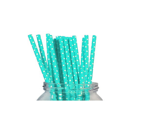 Paie din Carton Set 12 buc Petrecere Party Cocktail Turcoaz-Verde cu Buline