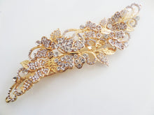 Încărcați imaginea în Galerie, Pieptan Agrafa Mireasa Tiara Accesoriu Voal Par de Nunta Auriu cu Cristale Fluture
