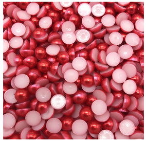 Perle Decorative Jumatati Margele de Lipit Rosu Mat 12 mm Diametru Set de 50 buc