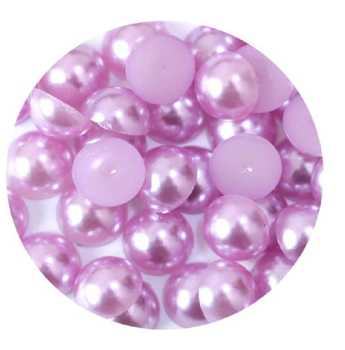 Perle Decorative Jumatati Margele de Lipit Cabochon Mov Deschis 12 mm Diametru Set de 50 buc