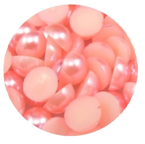 Perle Decorative Jumatati Margele de Lipit Cabochon Roz Deschis 12 mm Diametru Set de 50 buc