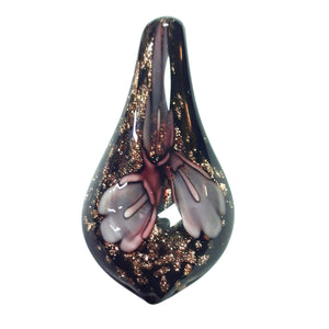 Bijuterie Cadou din Margele Lampa Pandantiv din Sticla de Murano Model Lacrima cu Flori Branduse Mov-Roz 30x60 mm Ziua Femeii Cadou