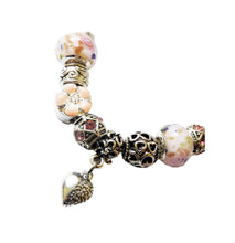 Încărcați imaginea în Galerie, Bratara Stil Pandora Margele Lampa Murano Charm Roz Mov Lampwork