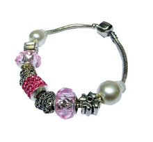 Încărcați imaginea în Galerie, Bijuterie Bratara cu Margele Stil Pandora Roz Cadou Doamne cu Talismane si Charm-uri