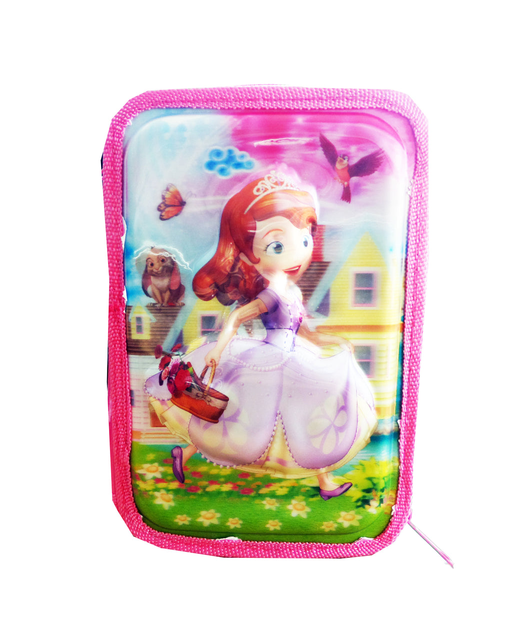Penar de Scoala 3D Echipat cu Rechizite 3 Fermoare Happy Printesa Sofia