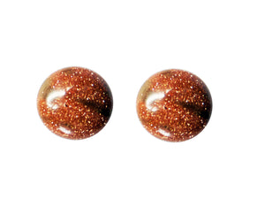 Cercei Butoni Huggy din Piatra Semi-Pretioasa Piatra Soarelui Maro 10 mm cadou femei bijuterii