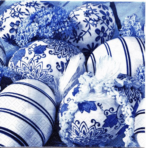 Servetele de Masa cu Paste Pachet 20 Buc Oua Decorate in Albastru