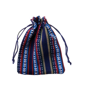 Saculet Traistuta din Textil cu Motive Traditionale Taranesti Populare Albastru-Rosu 17 cm