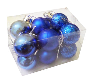 Set Globuri de Craciun 3 cm Uniculoare pentru Brad 12 buc Albastre