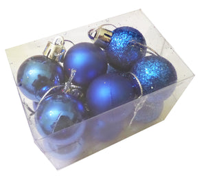 Set Globuri de Craciun Uniculoare pentru Brad 12 buc Albastre 3 cm