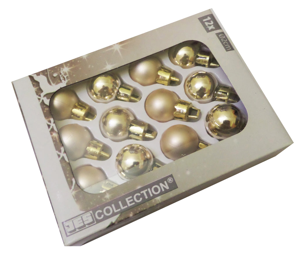 Set Globuri de Craciun Uniculoare pentru Brad 12 buc Roz-Argintii 2 cm