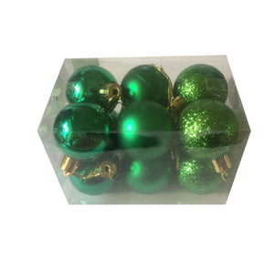 Set Globuri de Craciun Uniculoare pentru Brad 12 buc Verde Intens Pom 4 cm