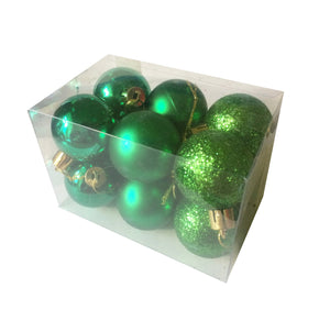 Set Globuri de Craciun Uniculoare pentru Brad 12 buc Verde Intens  4 cm