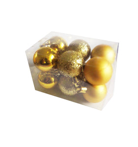 Set Globuri de Craciun Uniculoare pentru Brad 12 buc Galben-Auriu  3.50 cm
