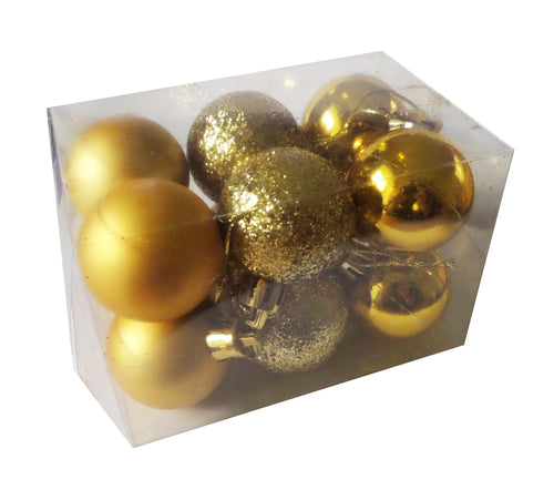Set Globuri de Craciun Uniculoare pentru Brad 12 buc Galben-Auriu  3.50 cm