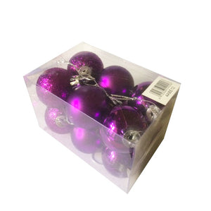 Set Globuri de Craciun Uniculoare pentru Brad 12 buc Mov Purple 4 cm