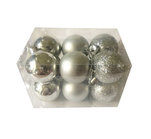 Set Globuri de Craciun Uniculoare pentru Brad 12 buc Argintiu-Gri 4 cm