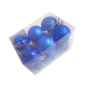 Set 12 Globuri Ornamente de Craciun Uniculoare Albastre de Brad Pom 3 cm