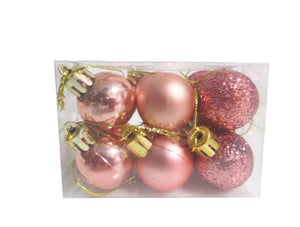 Set 12 Globuri Ornamente de Craciun Uniculoare Roz-Piersica de Brad Pom 3 cm Cadou Iarna