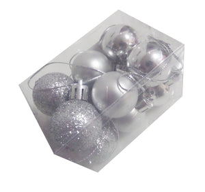 Set 12 Globuri Ornamente de Craciun Uniculoare Argintii Silver  de Brad Pom 3 cm 30 MM Cadou Sarbatori Iarna