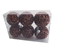 Încărcați imaginea în Galerie, Set 6 Globuri Ornamente de Craciun Uniculoare Maro Puf de Brad Pom 5.50 cm 55 mm Iarna Sarbatori