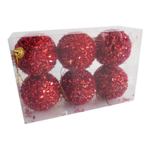 Încărcați imaginea în Galerie, Set 6 Globuri Ornamente de Craciun Uniculoare Rosii Puf de Brad Pom 5.50 cm
