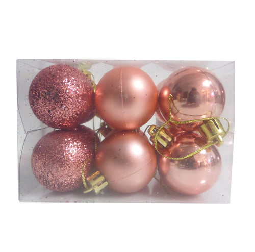 Set Globuri de Craciun Uniculoare Roz Piersica Peach Ornamente de Brad Pom 3.50 cm 35 MM