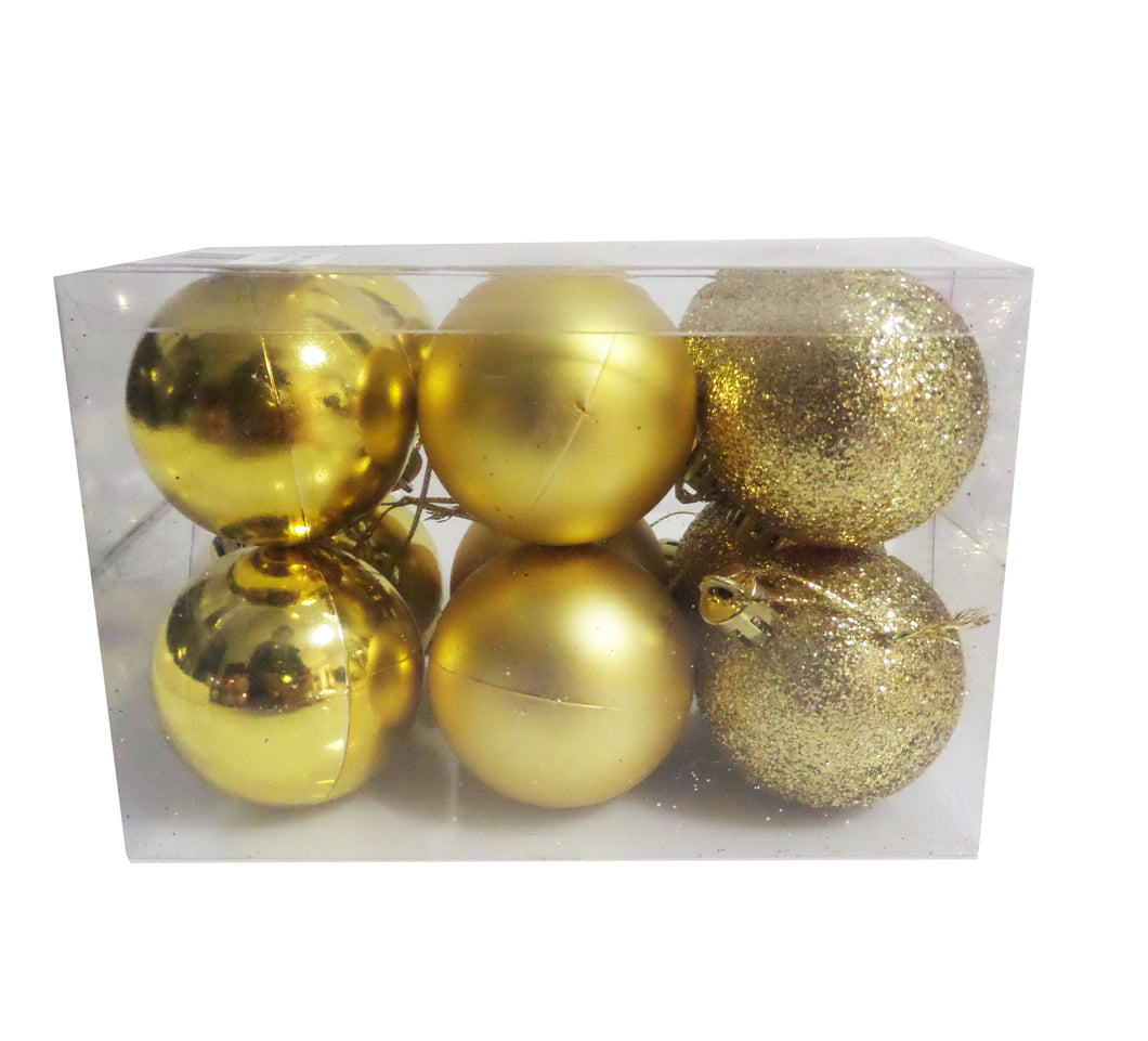Set Globuri de Craciun Uniculoare Galben-Aurii Ornamente de Brad Pom 4.50 cm