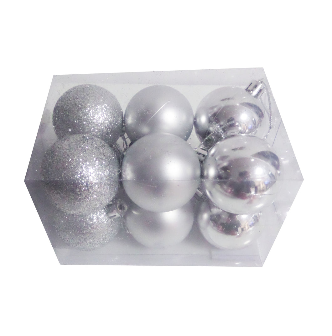 Set Globuri de Craciun Uniculoare  Silver Argintii Ornamente de Brad Pom 4.50 cm