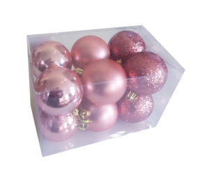 Set Globuri de Craciun Uniculoare Roz Deschis Piersica Ornamente de Brad Pom 5.50 cm
