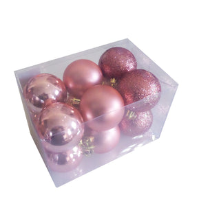 Set Globuri de Craciun Uniculoare Roz Deschis Piersica Ornamente de Brad Pom 5.50 cm Peach 55 mm
