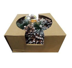Decoratiune Aranjament de Craciun Suport Lumanare Masa Advent Conuri Brad Bronz-Gold Lumanare Stalp